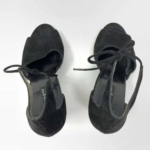 Paul Green  Sandals Women's UK 7.5 US Size 10 Black Suede Ankle Tie Heels