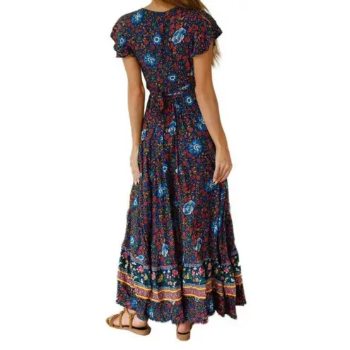 Hidden Alley Floral Bohemian Midi Wrap Dress Size M