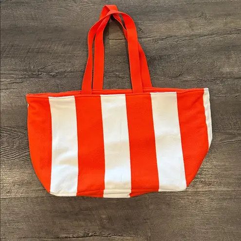 Lancôme Red & White Striped Beach Terry Cloth Tote Bag