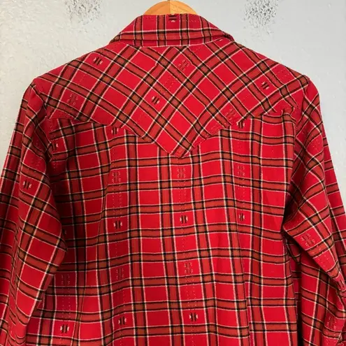 Xirena Women's Sierra Red Stone Plaid Flannel Sz XS Casual Snap Button Preppy