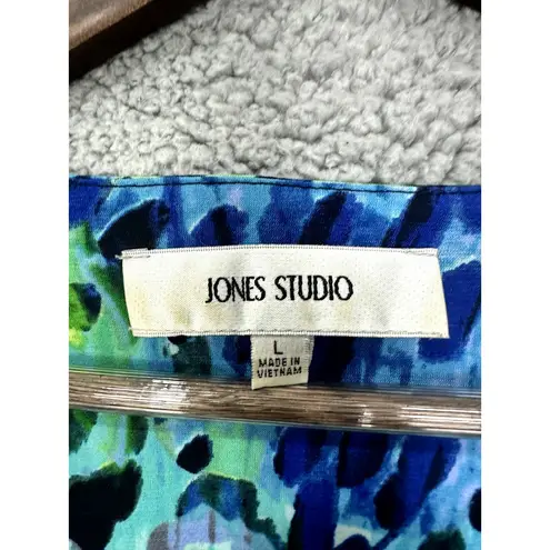 Jones Studio Babydoll Maxi Dress Women Large Green Animal Floral Belted Boho Y2K