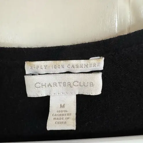 Charter Club  black 2 ply cashmere Henley sweater size medium