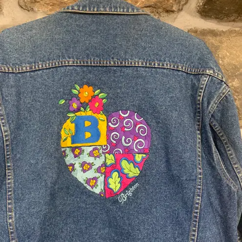 Brighton Y2K Blue Embroidered Patch Heart Denim  Jacket