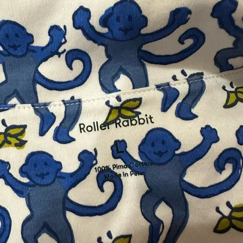 Roller Rabbit the originals monkey polo pajama TOP only blue size large NWOT