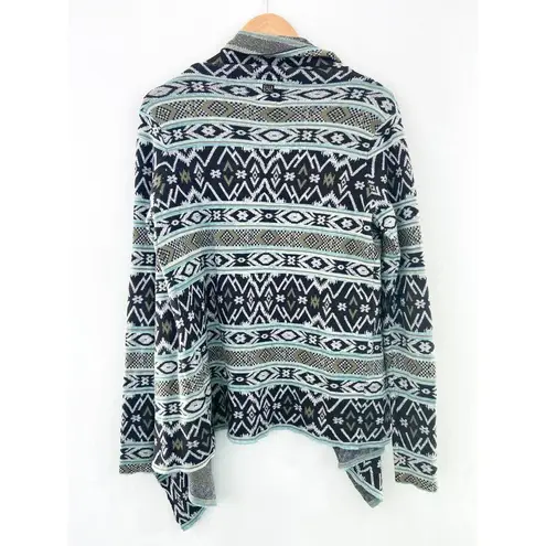 Billabong  Teal Knit Waterfall Cardigan Sweater Medium Aztec Southwestern