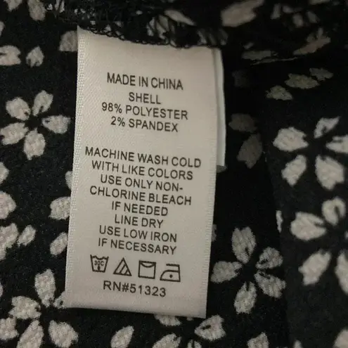 CeCe Dark feminine top tie sleeve floral blouse small black white v neck coquette