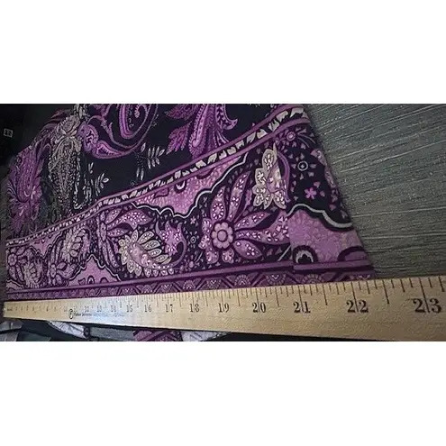 Briggs New York Paisley Print Midi Skirt 10 Black Purple Dark Romantic Feminine