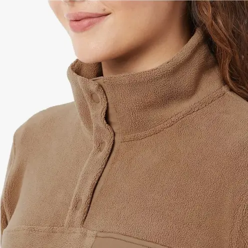 32 Degrees Heat  Tan Brown Midweight Snap Arctic Fleece Pullover Large Comfy - Image 6