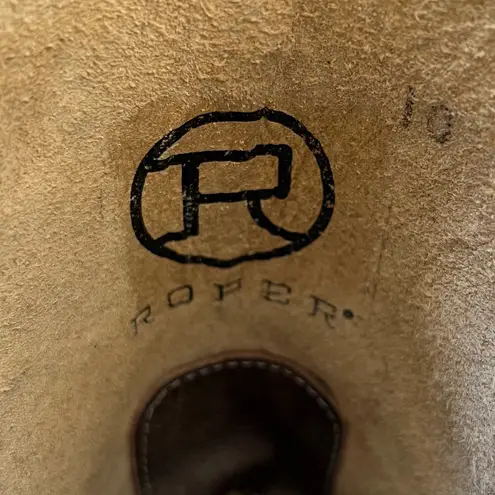 Roper Aztec Embroidered Neon Southwestern Women's Western Boots Leather Size 10 Brown