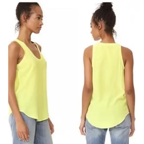 Equipment Silk Tank Neon Yellow Solei Women's Sleeveless Top Size Small