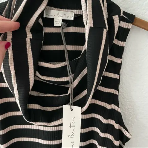 Nine Britton Stripe Swing Dress Cream & Black NWT Cowl Neck Size xs