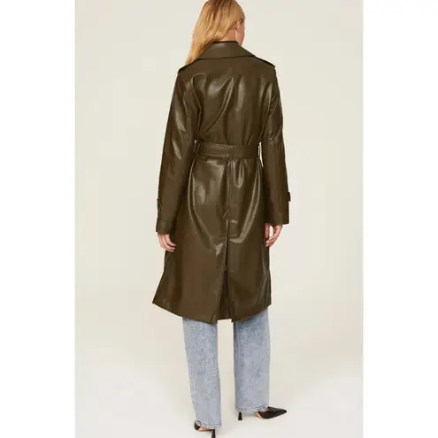 Marissa Webb Coat Womens 0 Green Faux Leather Trench Jacket