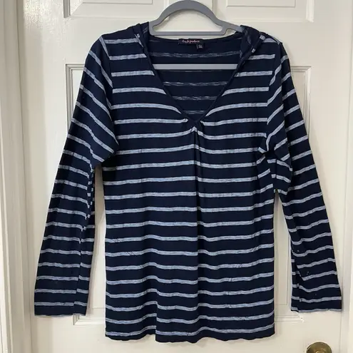 Fresh Produce Sz S 100% cotton Nautical Navy striped tunic hoodie FLAW
