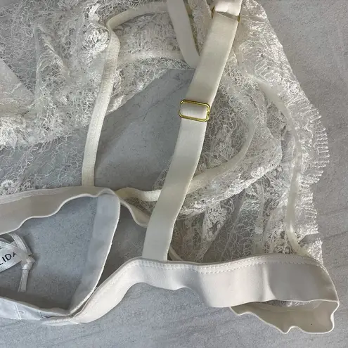 Mimi Holliday M Twist Halter Neck Bralette Damaris White Lace Lingerie Bridal Size M