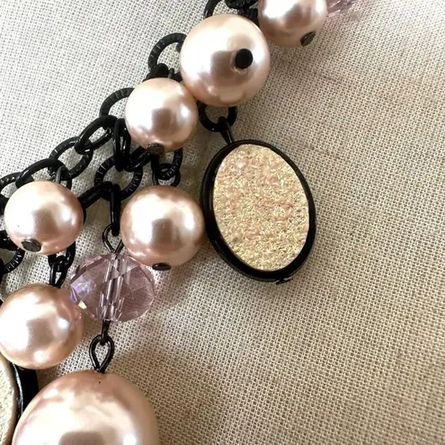 Ny Collection faux pearl pink beaded cluster necklace