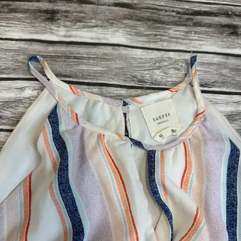 Harper Heritage Womens Faux Wrap Striped Dress M Med Medium Multicolor High Neck White