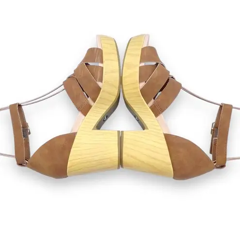 Dr. Scholl’s Blissful Platform Clog Sandal Brown Faux Leather Women's Size 8.5