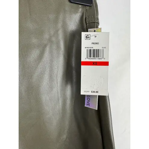 Tinseltown Faux Leather Olive Green Cargo Pants High Waist XS