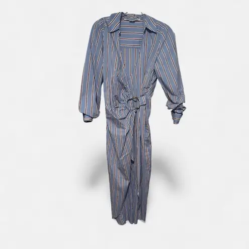 Veronica Beard  Afton Striped Wrap Shirtdress in Aero Blue 4