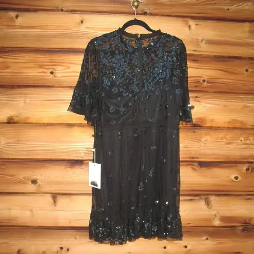 Mac Duggal 9143 Womens Black Embellished Illusion High Neck Mini Dress