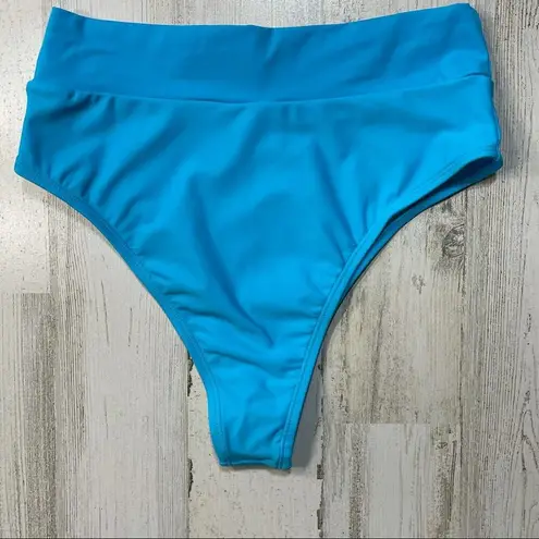 None Bandeau Bikini High-Waisted Teal Blue