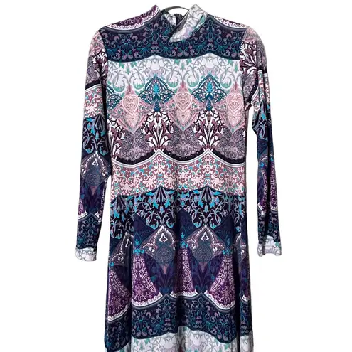 New York And Company The Bohemian Ornate Print Maxi Dress Blue Lyrics Small