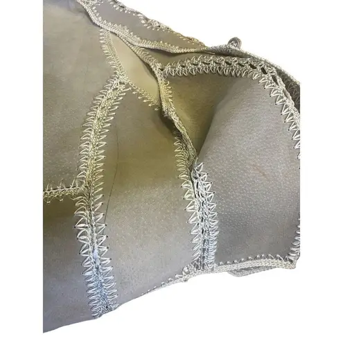 Handmade Suede Crochet Lace Beige/Cream RARE Boho Chic Vest Size Small