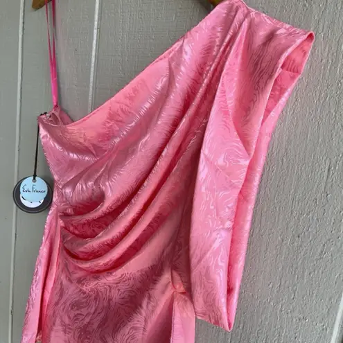 Eva Franco NWT Daphne One Shoulder Top in Pink Bubblegum Satin Size 4