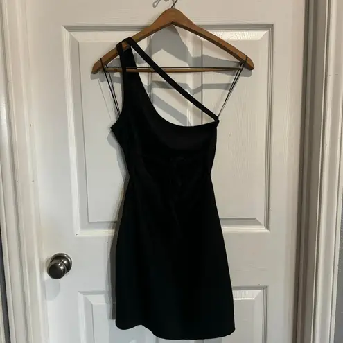 Pull & Bear Dress Black One Shoulder Mini Womens Size Large Tie Back Festival