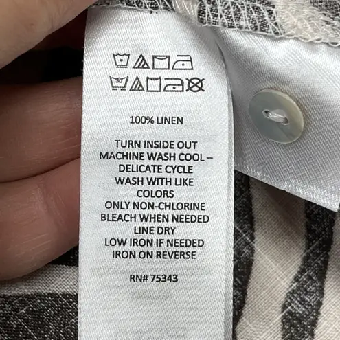 Tahari Animal Print Zebra Stripe Linen Tunic Top Size XL Brown Mob Wife Beachy