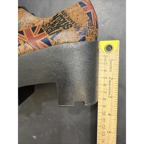 Harajuku Lovers CS T&P Harajuku Platform Shoes UK Punk Print Brown Chunky Lace Up Goth Size M