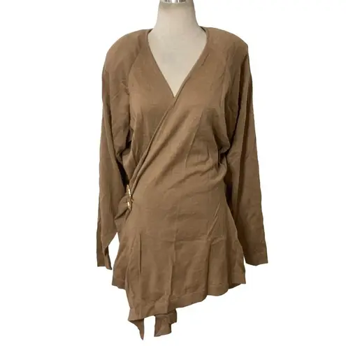 THE ATTICO Hurely Knit Sweater Mini Dress in Camel 40 New Womens long Sleeves Tan Size undefined