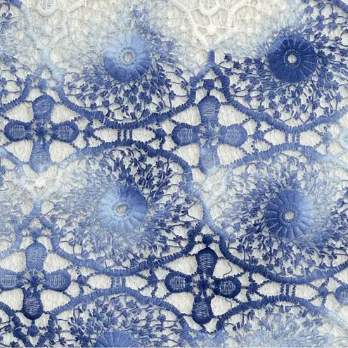 Alfred Dunner Blue Tie Dye Floral Medallion Lace Jacket Size Large Petite