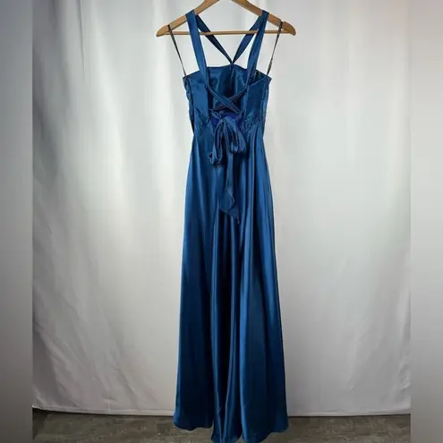Gunne Sax Vintage Jessica McClintock for Lace Up Back Gown in Blue Size 0