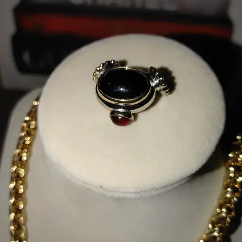 Joseph Esposito Snap Woven Chain Necklace Detachable Pendant Gold Tone Black Red Size 18