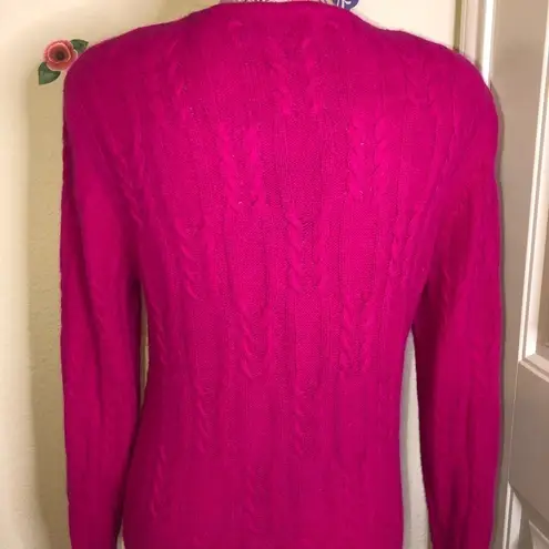 Evan Picone Vintage Lambswool, Angora Pink Sweater Removable Shoulder Pads Sz SP