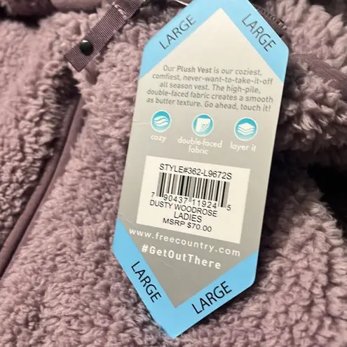 Free Country Plush Vest Dusty Wood Rose Size Large NWT