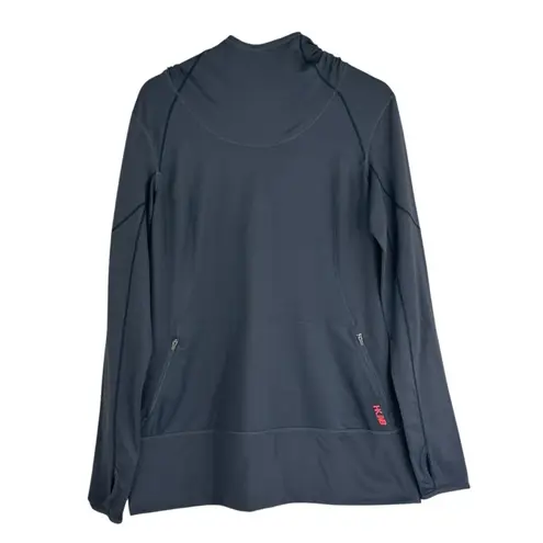 Reebok  Hoodie Womens 2X Gray Funnel Neck Zip Pocket Pullover Stretch Athleisure