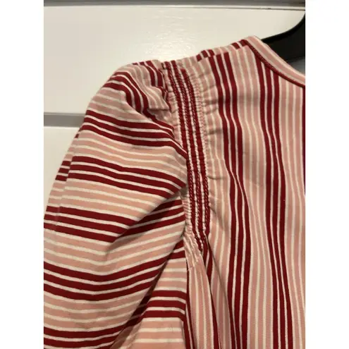 Matilda Jane Women's Size Small Red Stripe Puff Sleeve Pocket Midi Dress Cinch