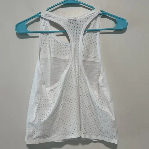 Sweaty Betty  White Breeze Short Crop Running Tank Top Perforated Racerback XS