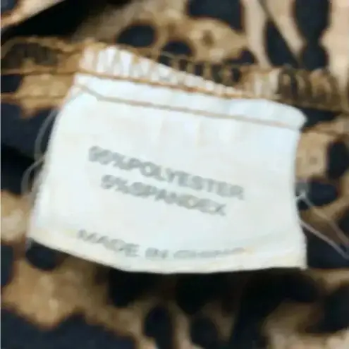 Huguest Leopard Ruffle Deep Drop Neckline Mini Dress with Belt Tie Brown Size M