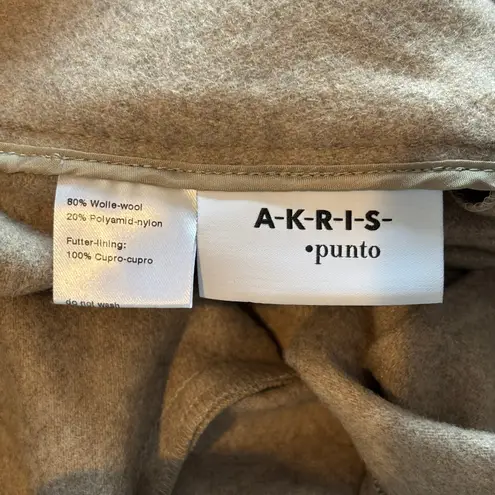 Akris Punto Fiorella Tan Wide Leg Culotte Cropped Wool Blend Pant - size 12