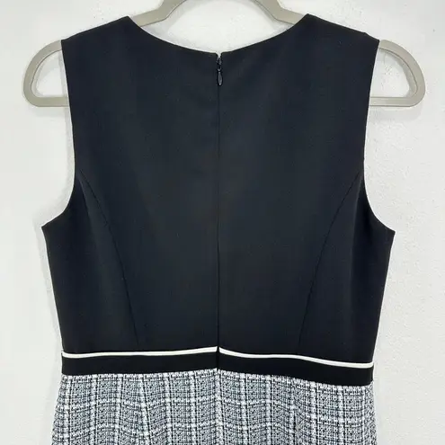 Kasper Black Blue Tweed Plaid Sleeveless Dress Career Work Office NWOT Size 4