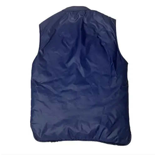 VINTAGE Vest 70s Style By Martini Navy Blue Snap Front Pockets Size Small