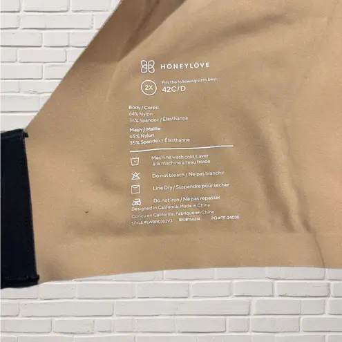 Honeylove LiftWear Bra 2X 42C/D Black Supportive Wireless Mesh Panels Size undefined