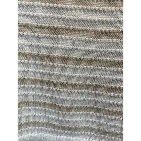 Time & Tru White/Tan Striped Chunky Knit Short Sleeve Sweater Size XL/2XL Tan