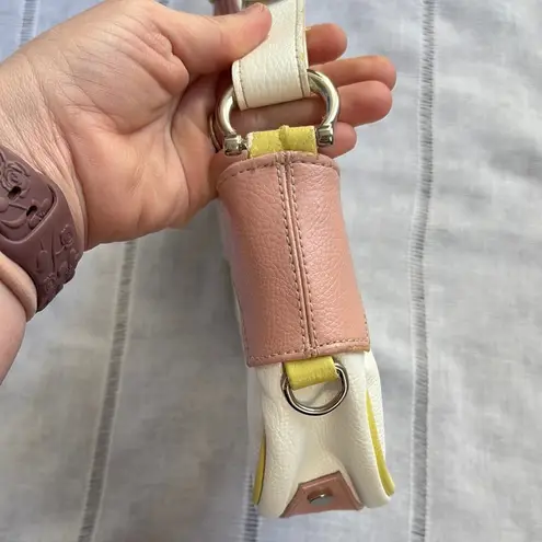 Vintage Cream Shoulder Bag with Pastel Pink and Green Detailing.