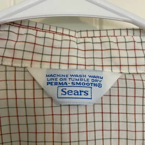 Vintage Sears women’s checkered button‎ down shirt White Size M
