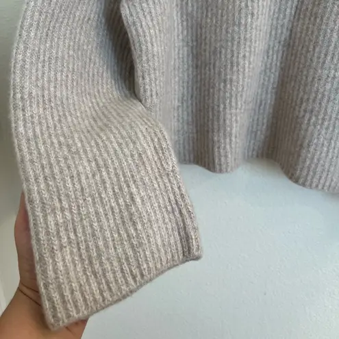 Massimo Dutti Ribbed Wool Boxy Square neck sweater Top Oatmeal Large