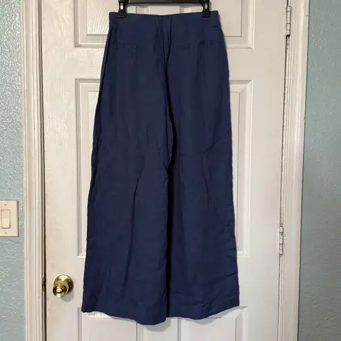 Lanthropy Culotte Linen Pant Deep Blue Lagenlook Size Small